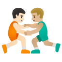 men wrestling: light skin tone, medium-light skin tone on Google