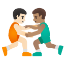 men wrestling: light skin tone, medium skin tone on Google
