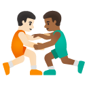 men wrestling: light skin tone, medium-dark skin tone on Google