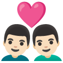 couple with heart: man, man, light skin tone on Google