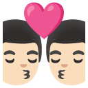 kiss: man, man, light skin tone on Google