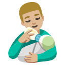man feeding baby: medium-light skin tone on Google