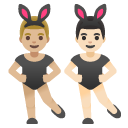 men with bunny ears: medium-light skin tone, light skin tone on Google