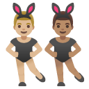 men with bunny ears: medium-light skin tone, medium skin tone on Google