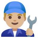 man mechanic: medium-light skin tone on Google