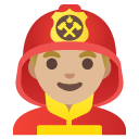 man firefighter: medium-light skin tone on Google