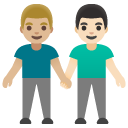 men holding hands: medium-light skin tone, light skin tone on Google