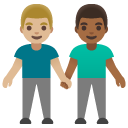 men holding hands: medium-light skin tone, medium-dark skin tone on Google