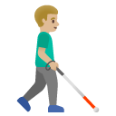 man with white cane facing right: medium-light skin tone on Google