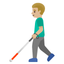 man with white cane: medium-light skin tone on Google
