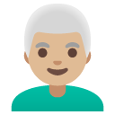 man: medium-light skin tone, white hair on Google