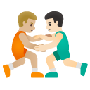 men wrestling: medium-light skin tone, light skin tone on Google