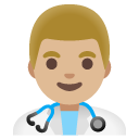 man health worker: medium-light skin tone on Google