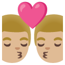 kiss: man, man, medium-light skin tone on Google