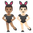men with bunny ears: medium skin tone, light skin tone on Google