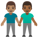 men holding hands: medium skin tone, medium-dark skin tone on Google