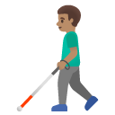 man with white cane: medium skin tone on Google