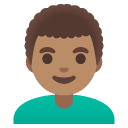 man: medium skin tone, curly hair on Google