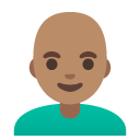 man: medium skin tone, bald on Google