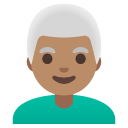 man: medium skin tone, white hair on Google