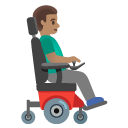 man in motorized wheelchair facing right: medium skin tone on Google