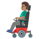 man in motorized wheelchair: medium skin tone on Google