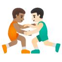 men wrestling: medium skin tone, light skin tone on Google