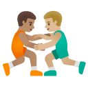 men wrestling: medium skin tone, medium-light skin tone on Google