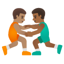 men wrestling: medium skin tone, medium-dark skin tone on Google