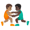 men wrestling: medium skin tone, dark skin tone on Google
