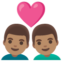 couple with heart: man, man, medium skin tone on Google