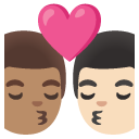 kiss: man, man, medium skin tone, light skin tone on Google