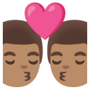 kiss: man, man, medium skin tone on Google