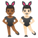 men with bunny ears: medium-dark skin tone, light skin tone on Google