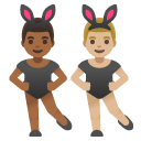 men with bunny ears: medium-dark skin tone, medium-light skin tone on Google