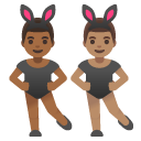 men with bunny ears: medium-dark skin tone, medium skin tone on Google