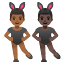 men with bunny ears: medium-dark skin tone, dark skin tone on Google