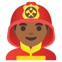 man firefighter: medium-dark skin tone on Google