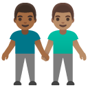 men holding hands: medium-dark skin tone, medium skin tone on Google