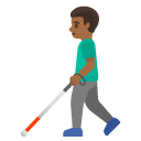 man with white cane: medium-dark skin tone on Google