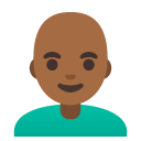 man: medium-dark skin tone, bald on Google
