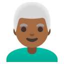 man: medium-dark skin tone, white hair on Google