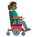 man in motorized wheelchair facing right: medium-dark skin tone on Google