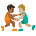 men wrestling: medium-dark skin tone, medium-light skin tone on Google