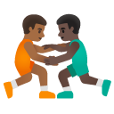 men wrestling: medium-dark skin tone, dark skin tone on Google