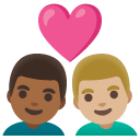 couple with heart: man, man, medium-dark skin tone, medium-light skin tone on Google