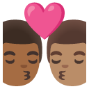 kiss: man, man, medium-dark skin tone, medium skin tone on Google