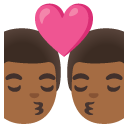 kiss: man, man, medium-dark skin tone on Google