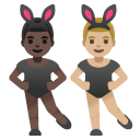 men with bunny ears: dark skin tone, medium-light skin tone on Google
