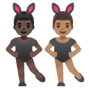 men with bunny ears: dark skin tone, medium skin tone on Google